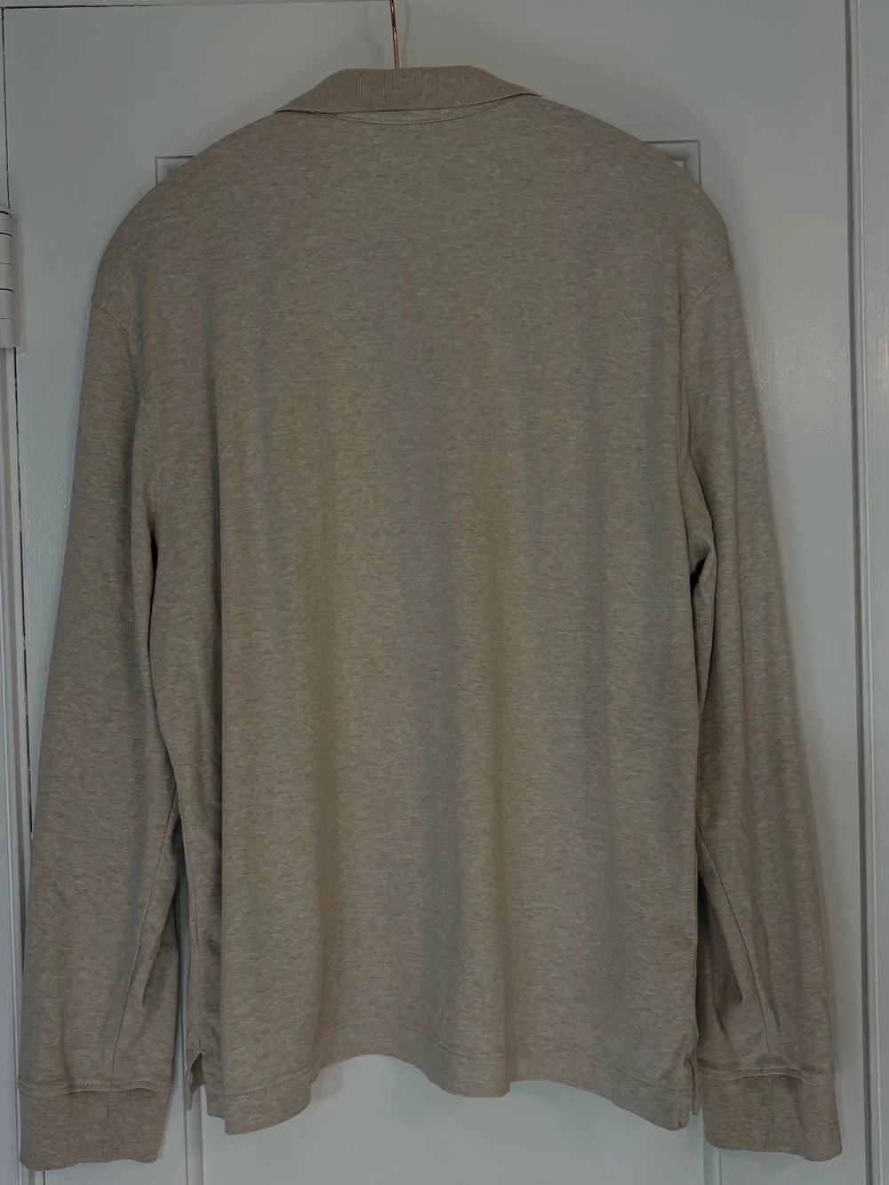 Banana Republic Luxury-Touch Long-Sleeve Polo Color: Oatmeal Size: Large